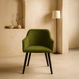 Bonanova Velvet Dining Chair (Verdigris Green Fabric) – Modern Upholstered Dining Chair with Armrests - Marcel Olsen