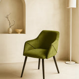 Bonanova Velvet Dining Chair (Verdigris Green Fabric) – Modern Upholstered Dining Chair with Armrests - Marcel Olsen