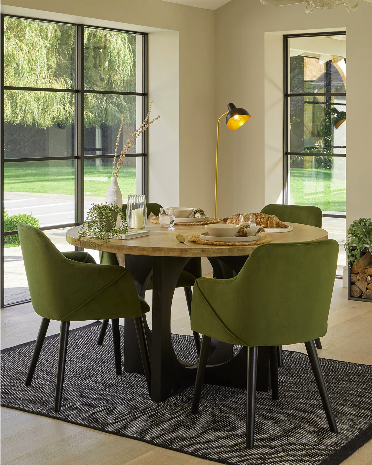 Bonanova Velvet Dining Chair (Verdigris Green Fabric) – Modern Upholstered Dining Chair with Armrests - Marcel Olsen