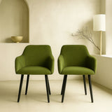 Bonanova Velvet Dining Chair (Verdigris Green Fabric) – Modern Upholstered Dining Chair with Armrests - Marcel Olsen