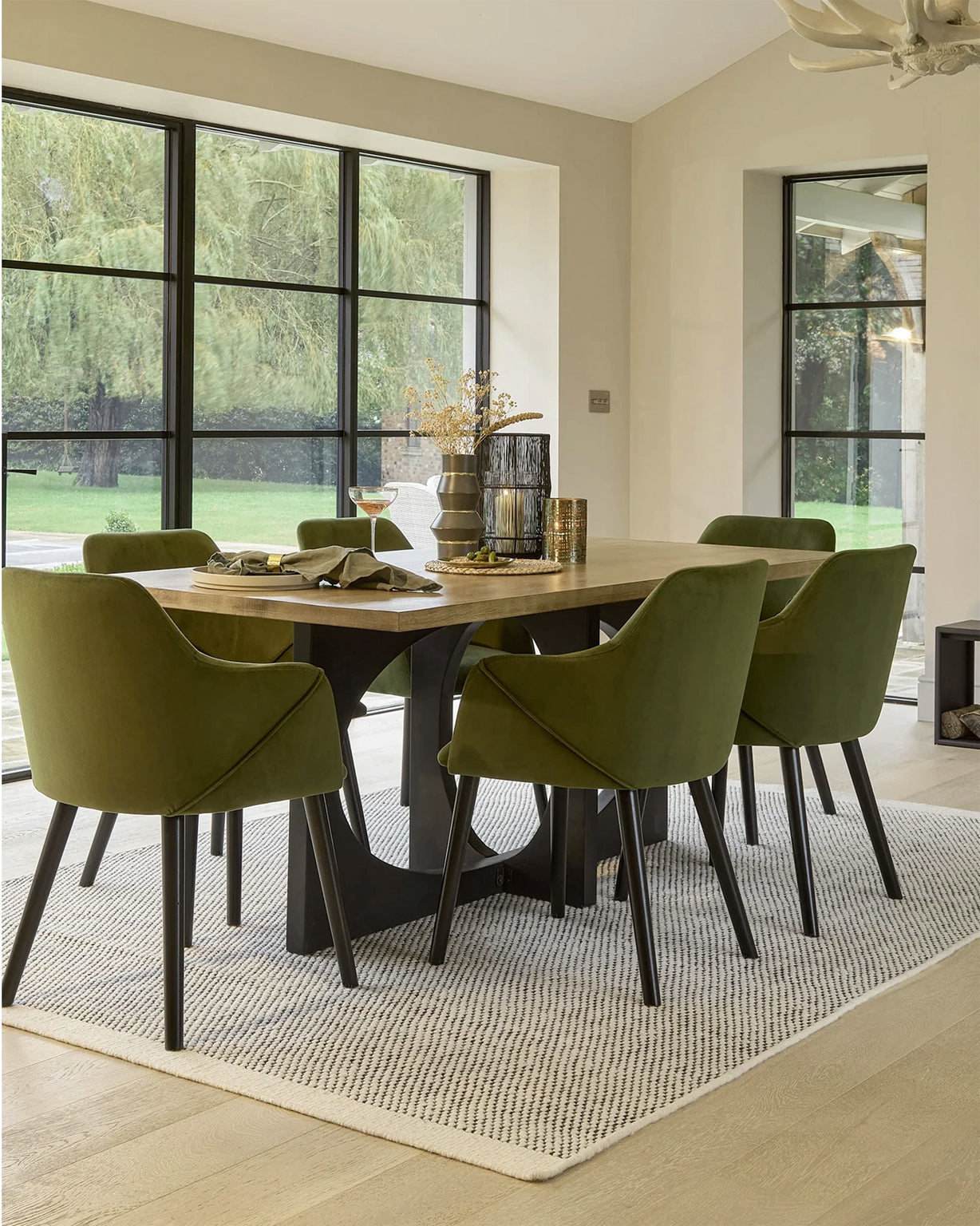 Bonanova Velvet Dining Chair (Verdigris Green Fabric) – Modern Upholstered Dining Chair with Armrests - Marcel Olsen