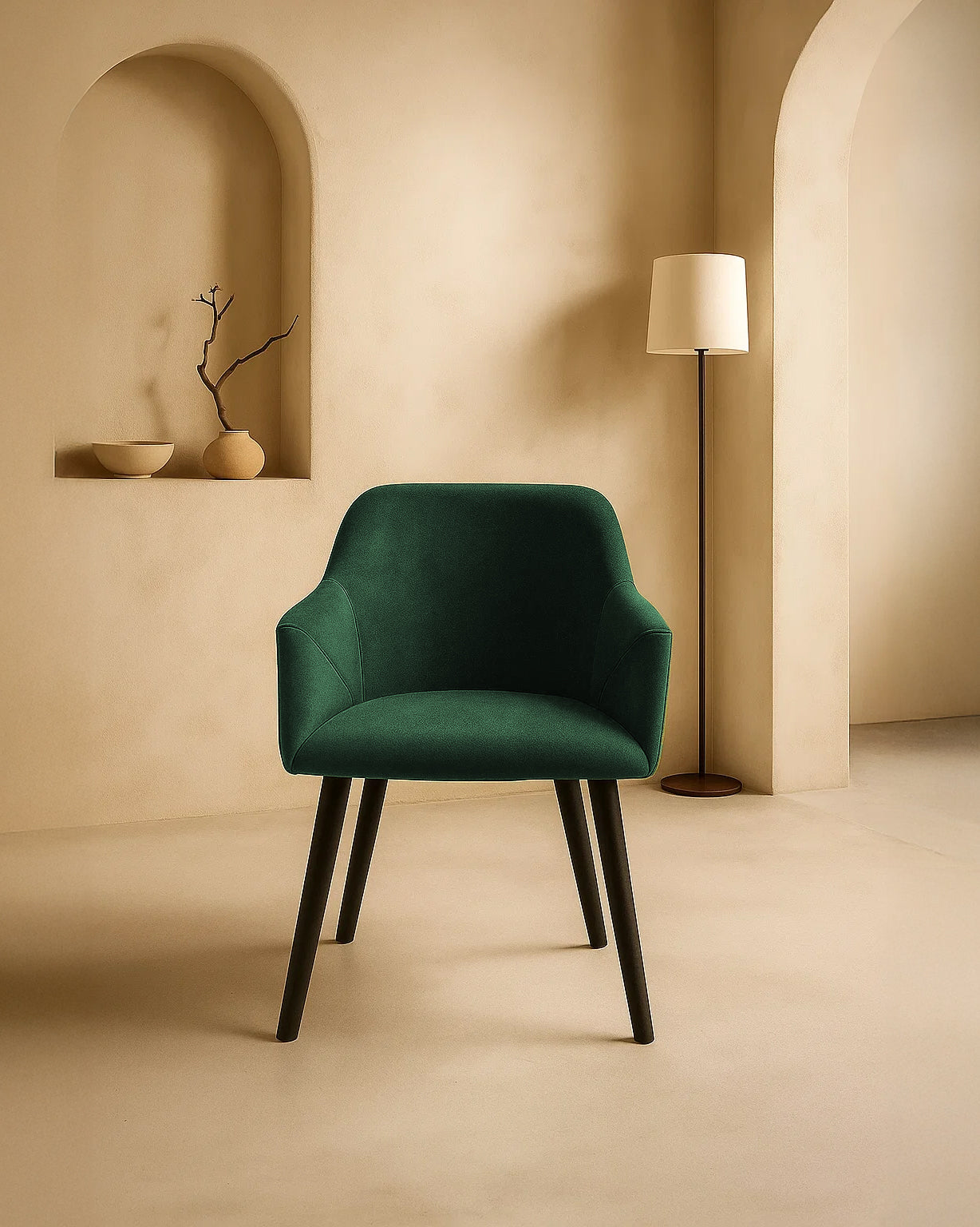 Bonanova Velvet Dining Chair (Verdigris Green Fabric) – Modern Upholstered Dining Chair with Armrests - Marcel Olsen