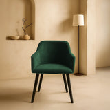 Bonanova Velvet Dining Chair (Verdigris Green Fabric) – Modern Upholstered Dining Chair with Armrests - Marcel Olsen