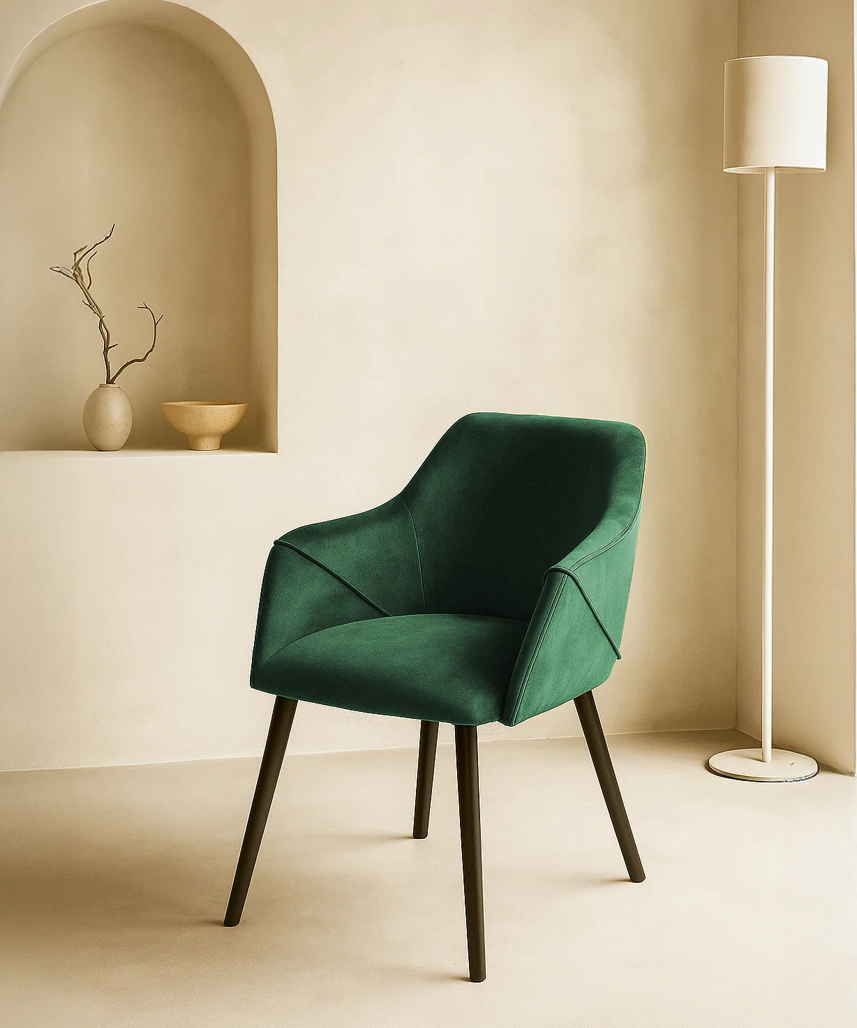 Bonanova Velvet Dining Chair (Verdigris Green Fabric) – Modern Upholstered Dining Chair with Armrests - Marcel Olsen