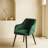 Bonanova Velvet Dining Chair (Verdigris Green Fabric) – Modern Upholstered Dining Chair with Armrests - Marcel Olsen