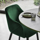 Bonanova Velvet Dining Chair (Verdigris Green Fabric) – Modern Upholstered Dining Chair with Armrests - Marcel Olsen