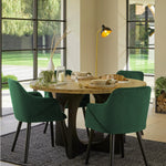 Bonanova Velvet Dining Chair (Verdigris Green Fabric) – Modern Upholstered Dining Chair with Armrests - Marcel Olsen