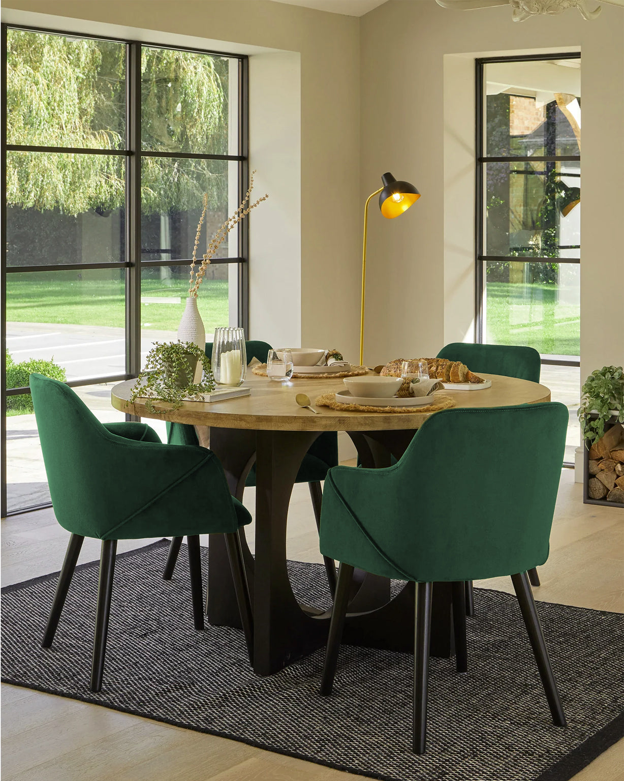 Bonanova Velvet Dining Chair (Verdigris Green Fabric) – Modern Upholstered Dining Chair with Armrests - Marcel Olsen