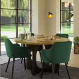 Bonanova Velvet Dining Chair (Verdigris Green Fabric) – Modern Upholstered Dining Chair with Armrests - Marcel Olsen