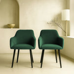 Bonanova Velvet Dining Chair (Verdigris Green Fabric) – Modern Upholstered Dining Chair with Armrests - Marcel Olsen