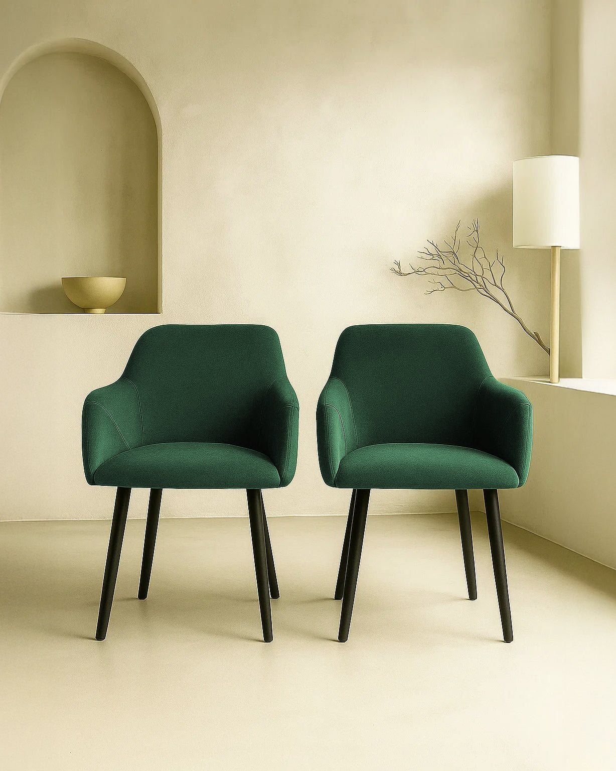 Bonanova Velvet Dining Chair (Verdigris Green Fabric) – Modern Upholstered Dining Chair with Armrests - Marcel Olsen