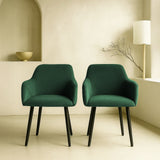 Bonanova Velvet Dining Chair (Verdigris Green Fabric) – Modern Upholstered Dining Chair with Armrests - Marcel Olsen