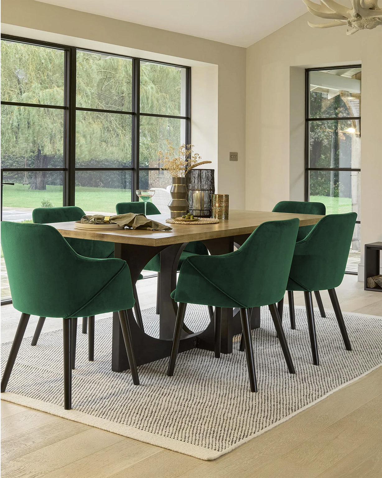 Bonanova Velvet Dining Chair (Verdigris Green Fabric) – Modern Upholstered Dining Chair with Armrests - Marcel Olsen
