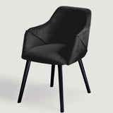 Bonanova Velvet Dining Chair (Noir Black Fabric) – Modern Upholstered Dining Chair with Armrests - Marcel Olsen