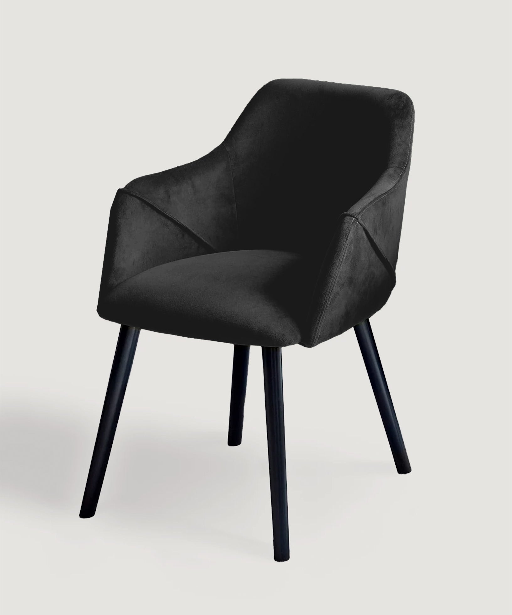 Bonanova Velvet Dining Chair (Noir Black Fabric) – Modern Upholstered Dining Chair with Armrests - Marcel Olsen