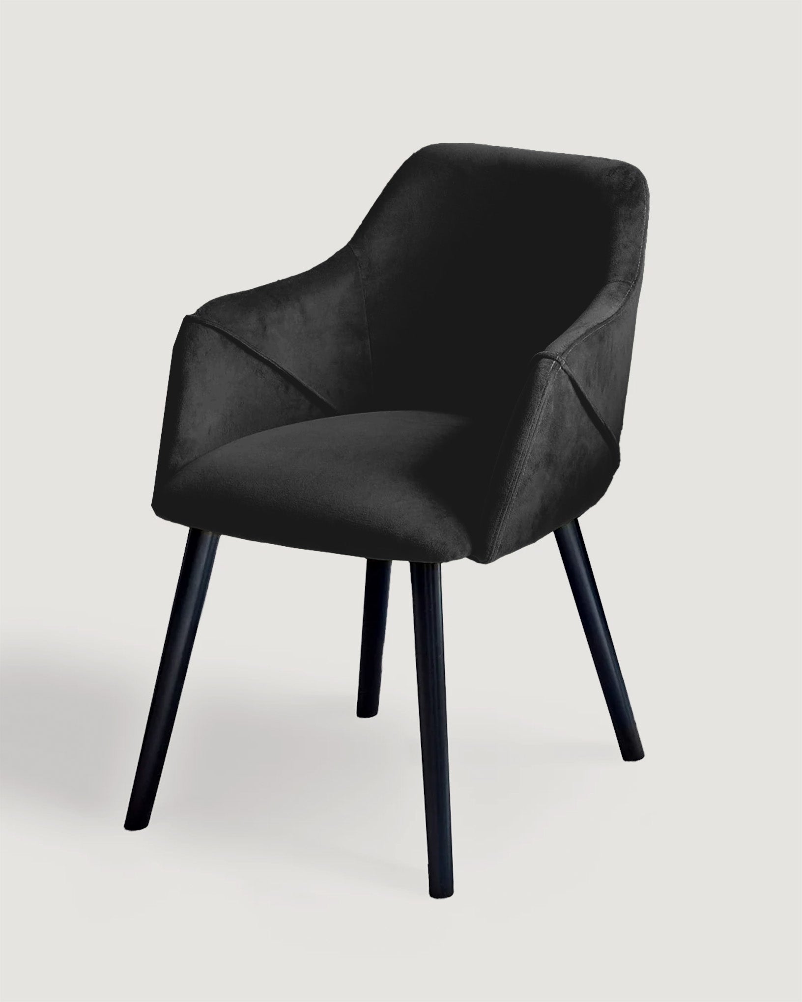 Bonanova Velvet Dining Chair (Noir Black Fabric) – Modern Upholstered Dining Chair with Armrests - Marcel Olsen