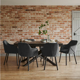 Bonanova Velvet Dining Chair (Noir Black Fabric) – Modern Upholstered Dining Chair with Armrests - Marcel Olsen