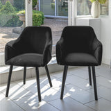 Bonanova Velvet Dining Chair (Noir Black Fabric) – Modern Upholstered Dining Chair with Armrests - Marcel Olsen
