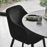 Bonanova Velvet Dining Chair (Noir Black Fabric) – Modern Upholstered Dining Chair with Armrests - Marcel Olsen