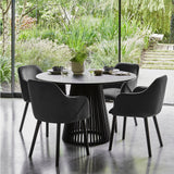 Bonanova Velvet Dining Chair (Noir Black Fabric) – Modern Upholstered Dining Chair with Armrests - Marcel Olsen