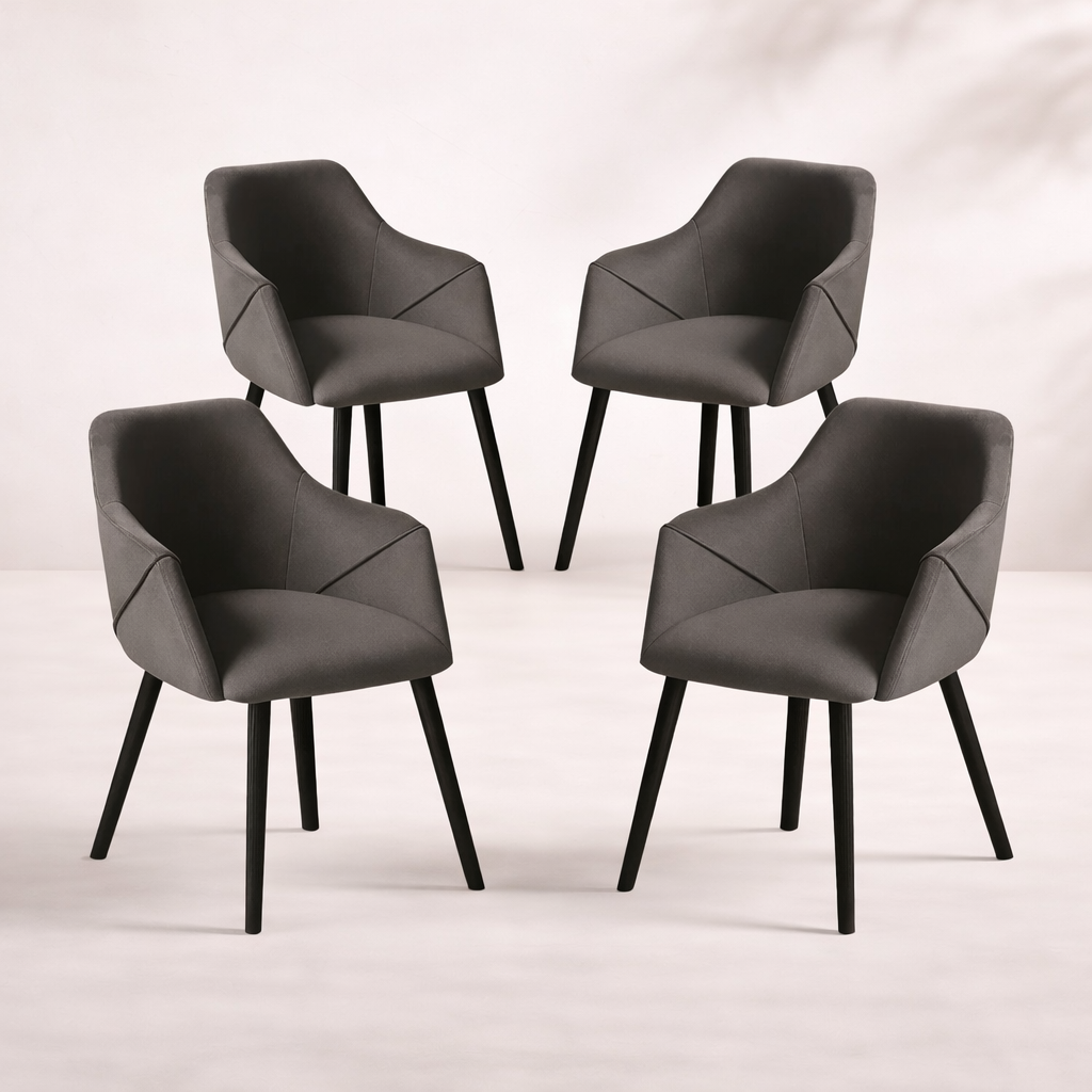 Bonanova Velvet Dining Chairs – Set of 4 (Granite Grey Fabric) – Outlet - Marcel Olsen