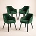 Bonanova Velvet Dining Chairs – Set of 4 (Verdigris Green Fabric) – Outlet - Marcel Olsen