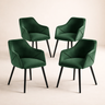 Bonanova Velvet Dining Chairs – Set of 4 (Verdigris Green Fabric) – Outlet - Marcel Olsen