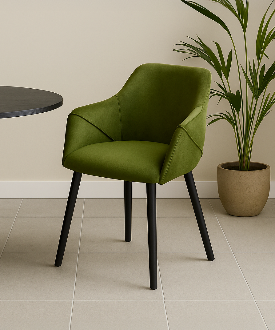 Bonanova Velvet Dining Chair (Verdigris Green Fabric) – Modern Upholstered Dining Chair with Armrests - Marcel Olsen
