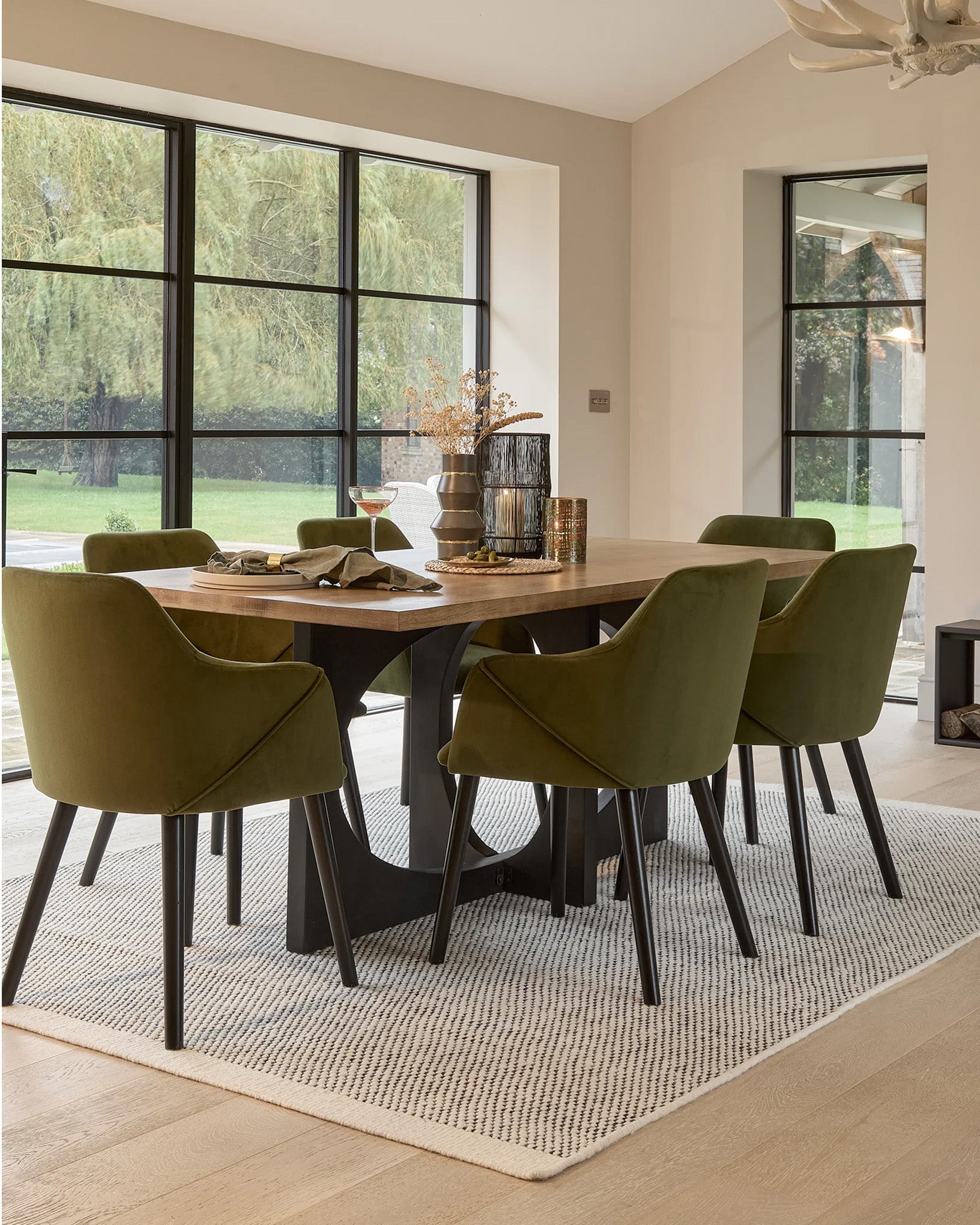 Bonanova Velvet Dining Chair (Verdigris Green Fabric) – Modern Upholstered Dining Chair with Armrests - Marcel Olsen