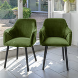 Bonanova Velvet Dining Chair (Verdigris Green Fabric) – Modern Upholstered Dining Chair with Armrests - Marcel Olsen