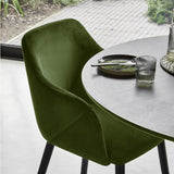 Bonanova Velvet Dining Chair (Verdigris Green Fabric) – Modern Upholstered Dining Chair with Armrests - Marcel Olsen