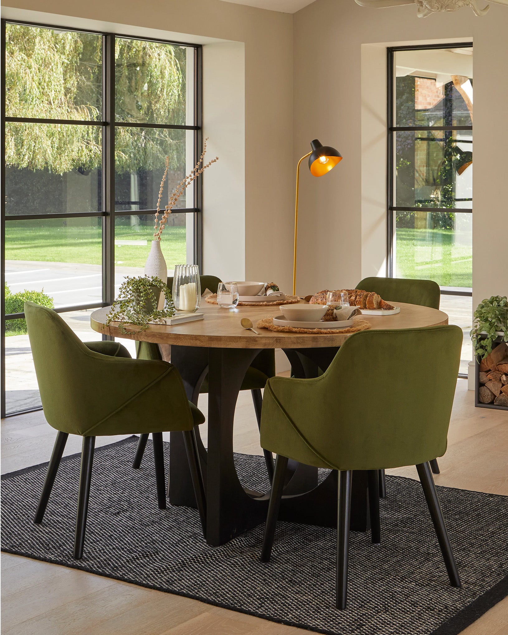 Bonanova Velvet Dining Chair (Verdigris Green Fabric) – Modern Upholstered Dining Chair with Armrests - Marcel Olsen