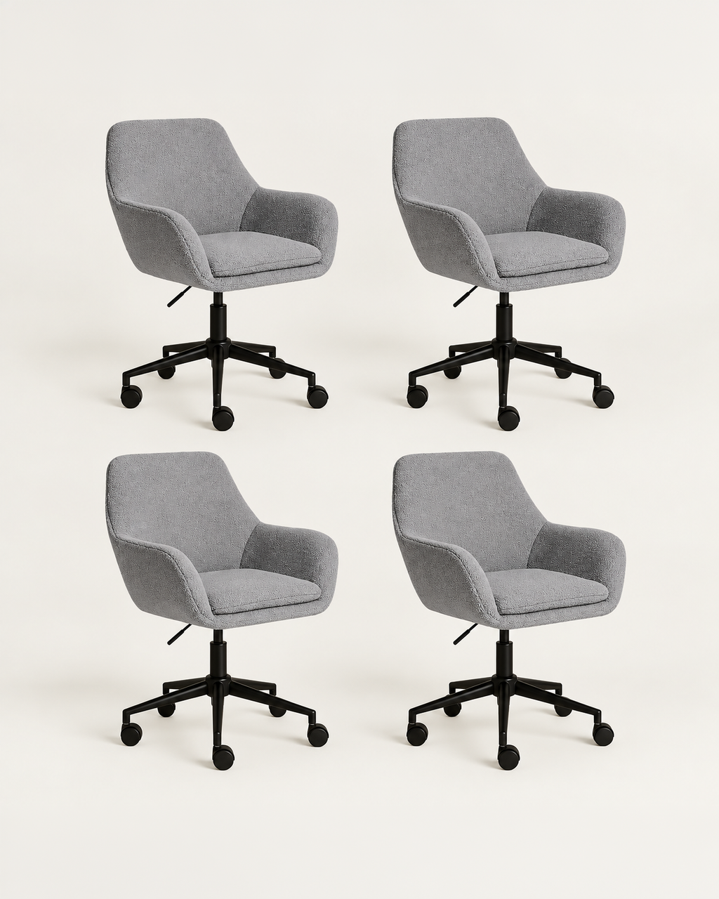 Chaise de bureau rembourrée Bouclé (Gris galet) – Outlet