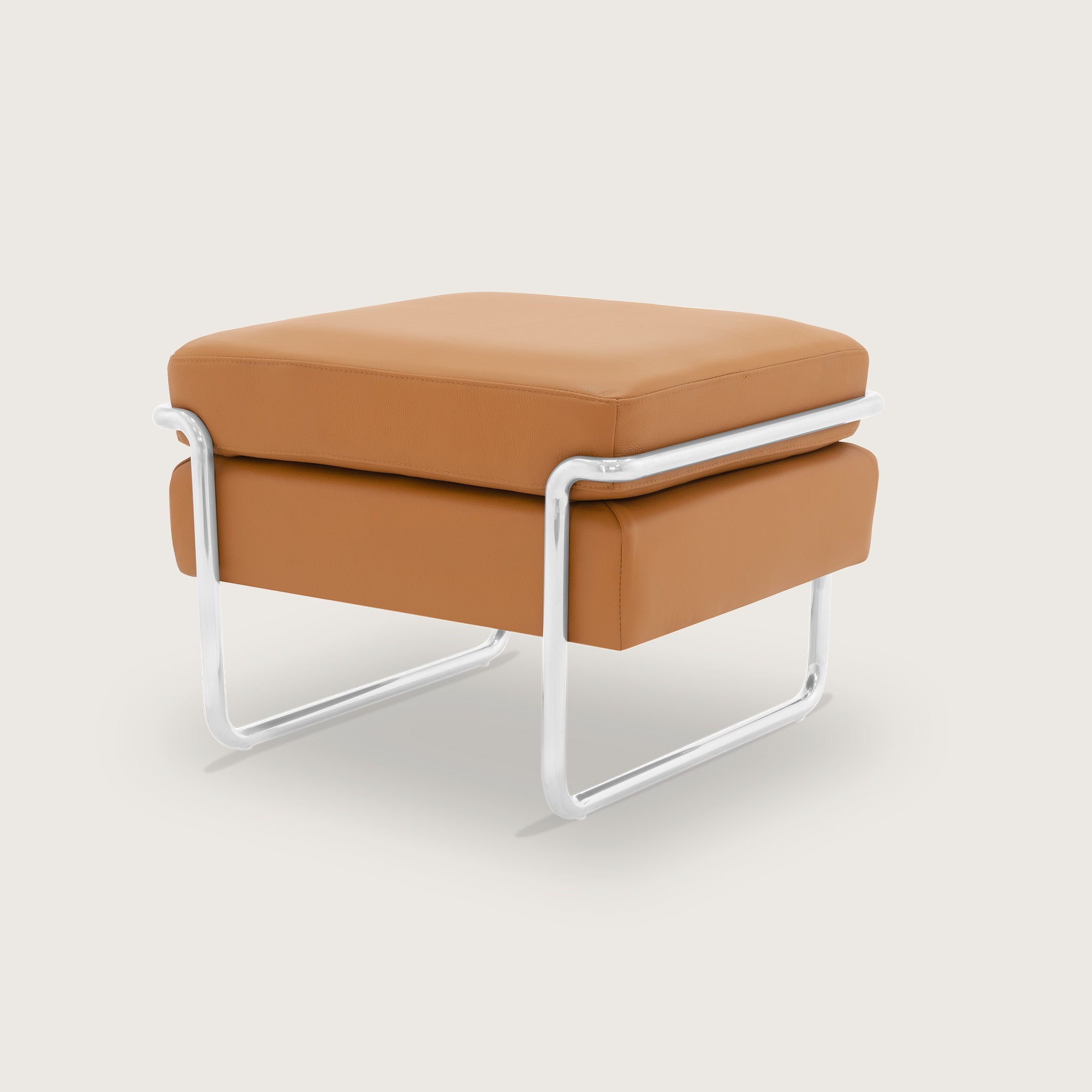 MO-77 Bauhaus Upholstered Ottoman (Caramel Leather) – Iconic Modern Sofa Stool (Outlet) Outlet Products - Marcel Olsen