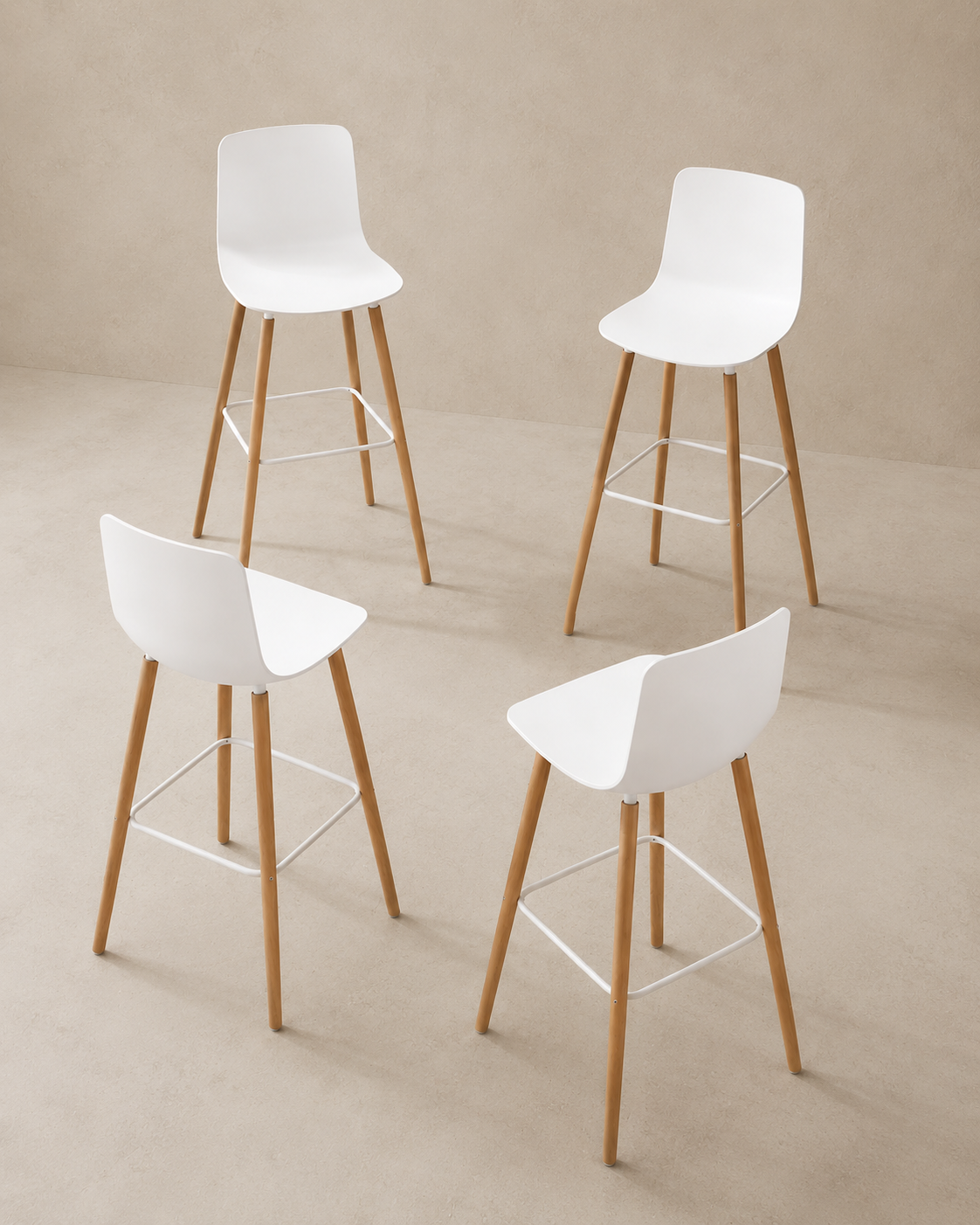 Casco Scandinavian Bar Stools – Set of 4 (Arctic White, Seat Height 63cm) – Outlet Outlet Products - Marcel Olsen