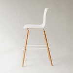 Casco Modern Bar Stool (Arctic White) – Scandinavian Style Shell Stool with Wooden Legs (66cm) (4 Units) Outlet Products - Marcel Olsen