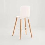 Casco Modern Bar Stool (Arctic White) – Scandinavian Style Shell Stool with Wooden Legs (66cm) (4 Units) Outlet Products - Marcel Olsen