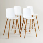 Casco Modern Bar Stool (Arctic White) – Scandinavian Style Shell Stool with Wooden Legs (66cm) (4 Units) Outlet Products - Marcel Olsen