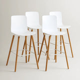 Casco Modern Bar Stool (Arctic White) – Scandinavian Style Shell Stool with Wooden Legs (66cm) (4 Units) Outlet Products - Marcel Olsen
