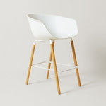 Casco Modern Bar Stool Armchair (Arctic White) – Scandinavian Style Shell Stool with Wooden Legs & Armrests (68cm) (4 Units) Outlet Products - Marcel Olsen