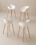 Casco Scandinavian Bar Stool Armchairs – Set of 4 (Arctic White, Seat Height 68cm) – Outlet Outlet Products - Marcel Olsen