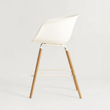 Casco Modern Bar Stool Armchair (Arctic White) – Scandinavian Style Shell Stool with Wooden Legs & Armrests (68cm) (4 Units) Outlet Products - Marcel Olsen
