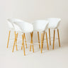Casco Modern Bar Stool Armchair (Arctic White) – Scandinavian Style Shell Stool with Wooden Legs & Armrests (68cm) (4 Units) Outlet Products - Marcel Olsen