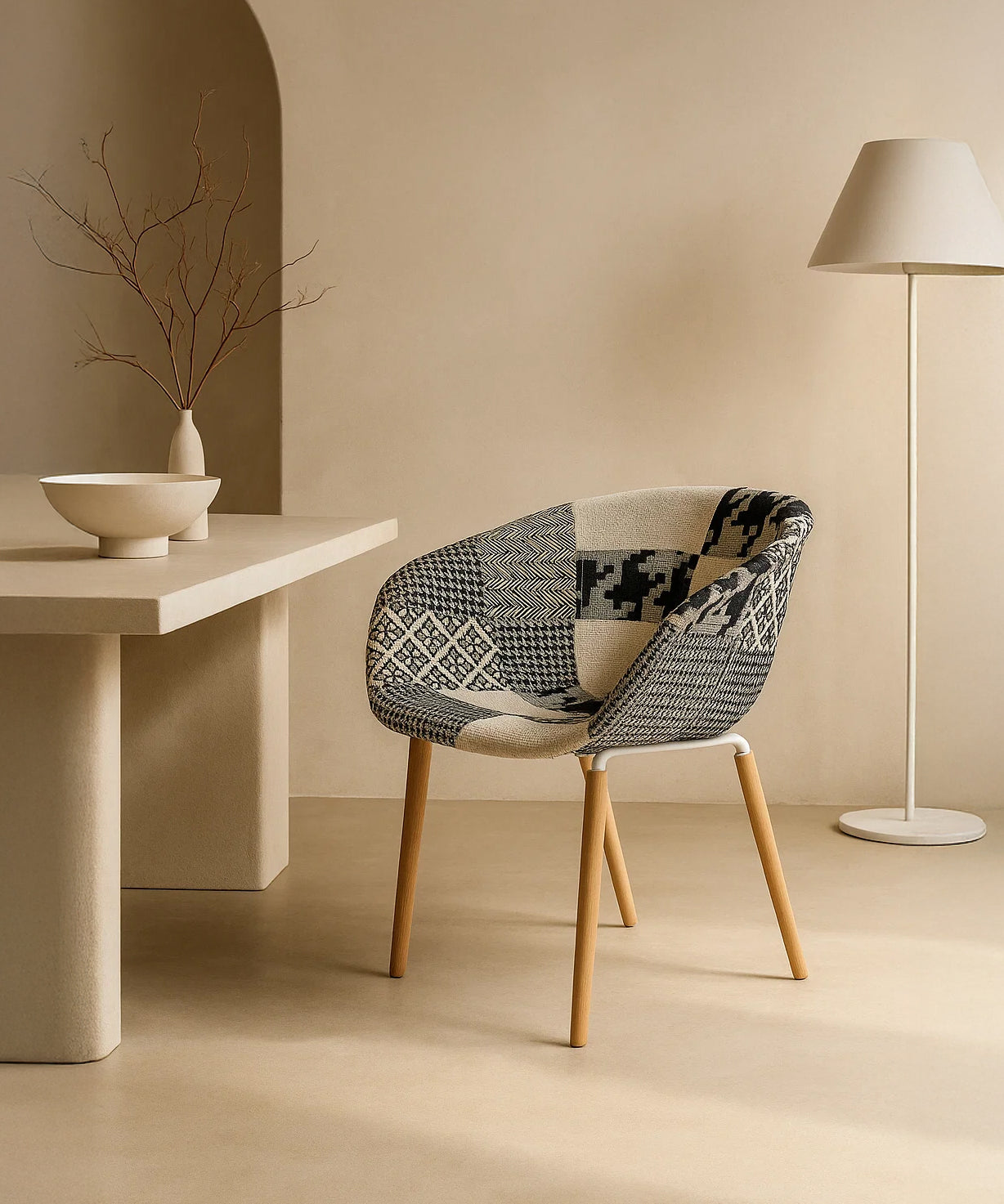 Casco Modern Dining Chair (Monochrome) – Scandinavian Style Shell Chair with Wooden Legs (4 Units) Outlet Products - Marcel Olsen