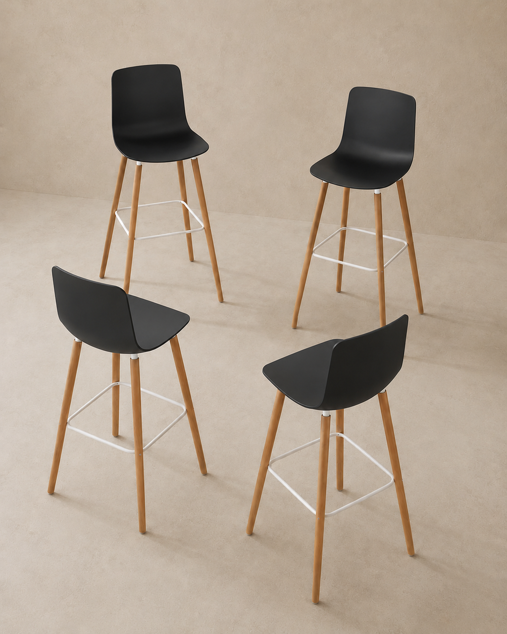 Casco Scandinavian Bar Stools – Set of 4 (Black/White, Seat Height 63cm) – Outlet Outlet Products - Marcel Olsen