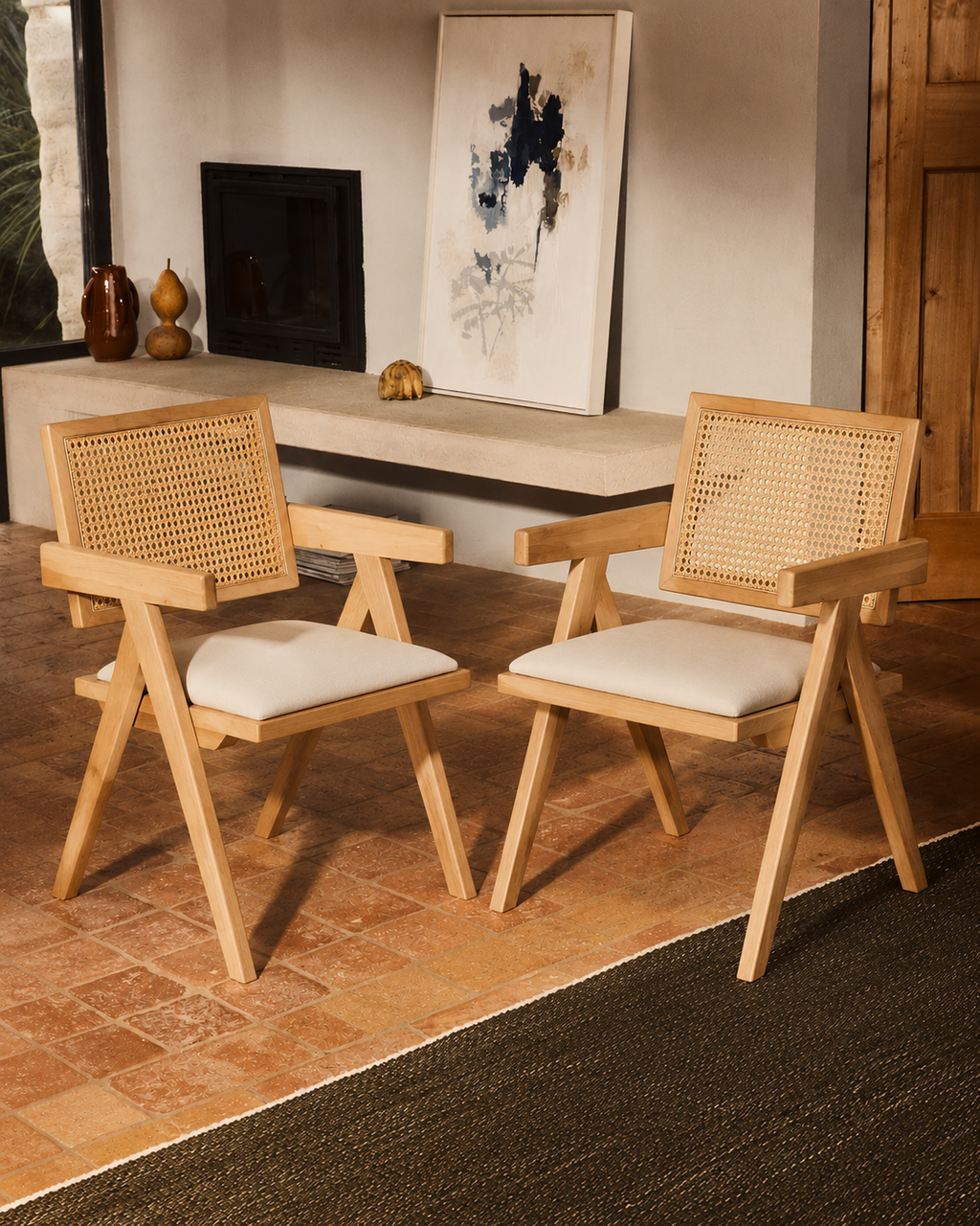 Chiva Rattan & Wood Dining Chair - Set of 2 (Natural) – Outlet Outlet Products - Marcel Olsen