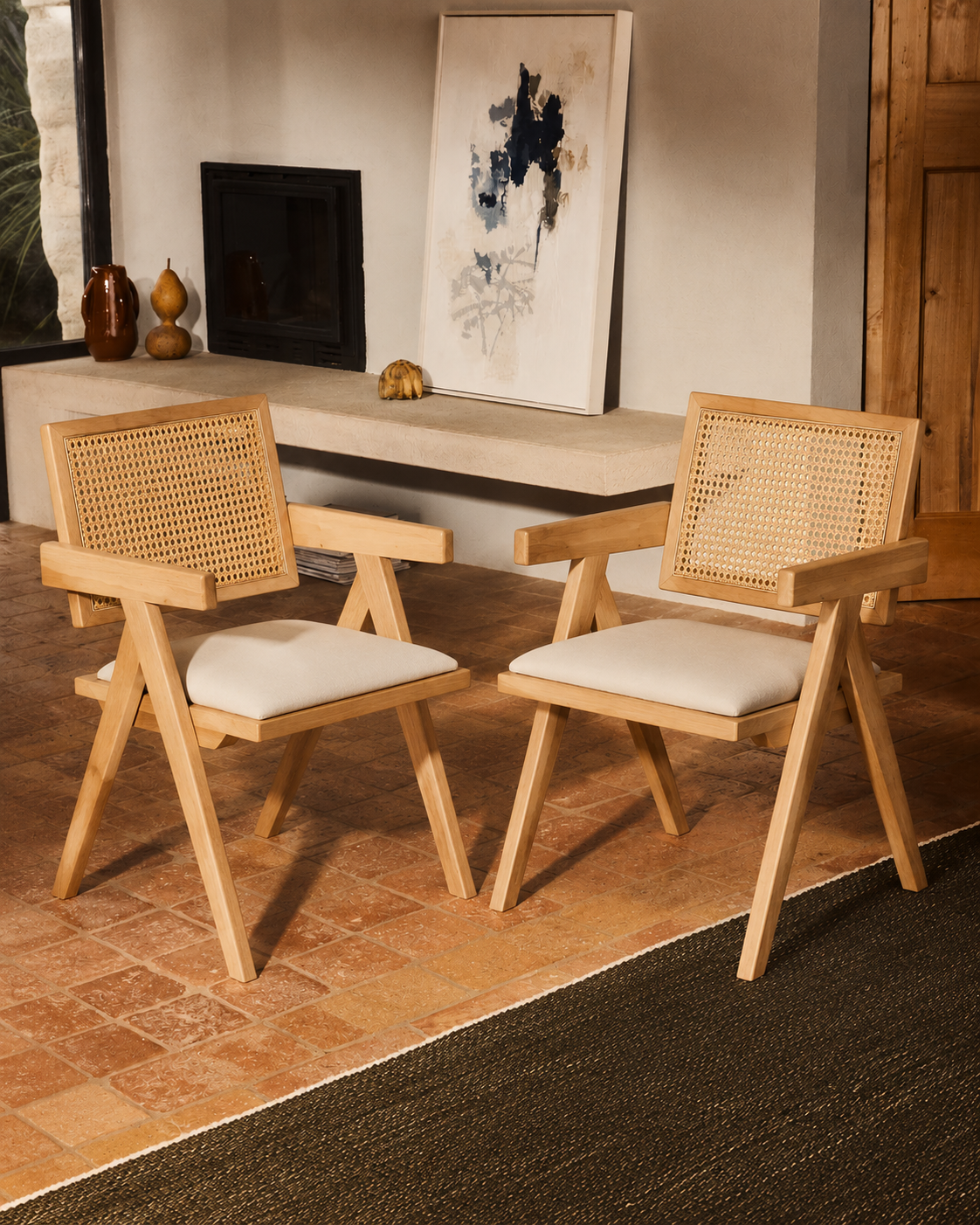 Chiva Rattan & Wood Dining Chair - Set of 2 (Natural) – Outlet Outlet Products - Marcel Olsen