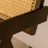 Chiva Rattan & Wood Dining Chair (Chestnut) – Rustic Boho Upholstered Chair with Armrests - Marcel Olsen