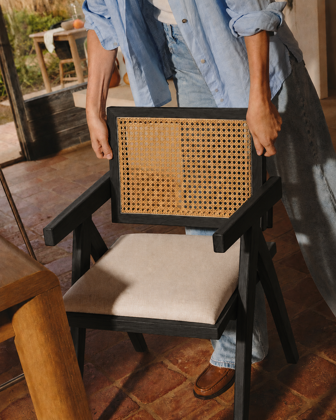 Chiva Rotan & Houten Eetkamerstoel (Ebony) - Outlet