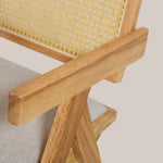 Chiva Rattan & Wood Dining Chair (Natural) – Rustic Boho Upholstered Chair with Armrests - Marcel Olsen